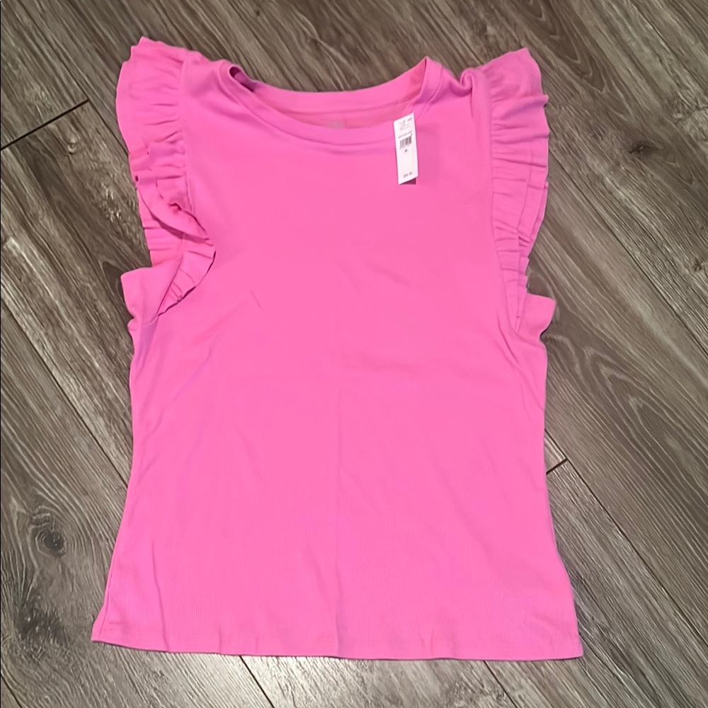 GAP Pink Flutter Sleeve Ruffled Tank Top